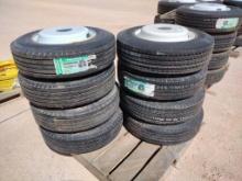 (8) Unused Trailer Wheels w/Tires 215/75 R 17.5