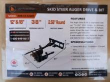 Unused Wolverine ADB-13-1218R Skid Steer Auger Drive w/(2) Auger Bits
