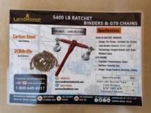 (8) Unused Landhonor Ratchet Binders and (16) 5 1/6'' 20ft Chains