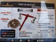 (8) Unused Landhonor Ratchet Binders and (16) 5 1/6'' 20ft Chains