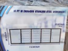 Unused 10Ft 18 Drawers Stainless Steel Workbench/Tool Chest