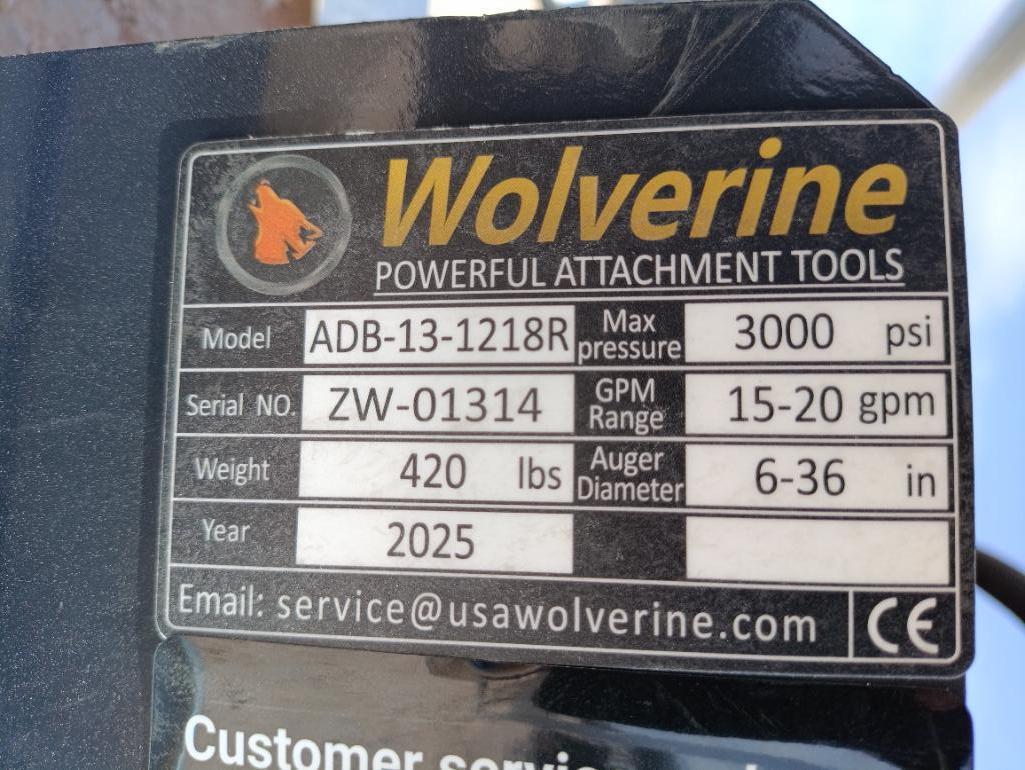 Unused Wolverine ADB-13-1218R Skid Steer Auger Drive w/(2) Auger Bits