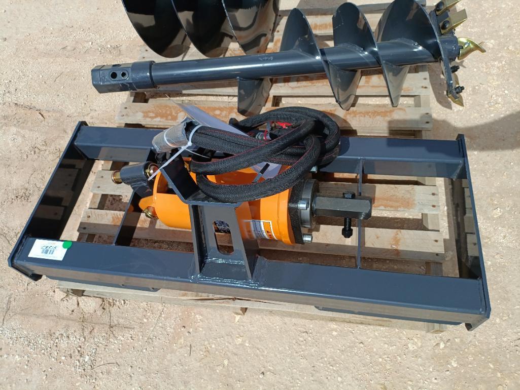 Unused Wolverine ADB-13-1218R Skid Steer Auger Drive w/(2) Auger Bits