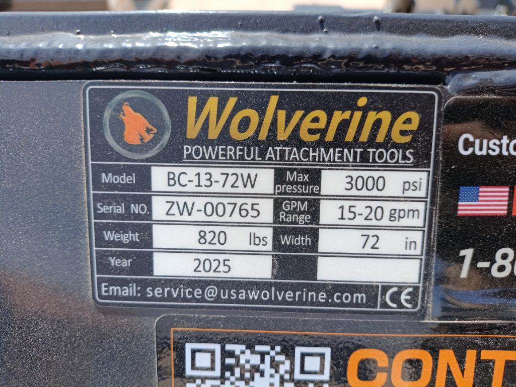 Unused Wolverine BC-13-72W Skid Steer Brush Cutter