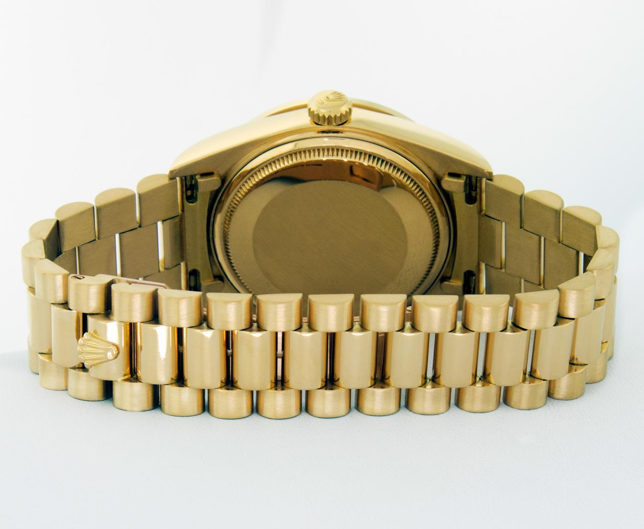 Rolex Men's 18K Yellow Gold Champagne Ruby & Diamond Day Date President Wristwatch