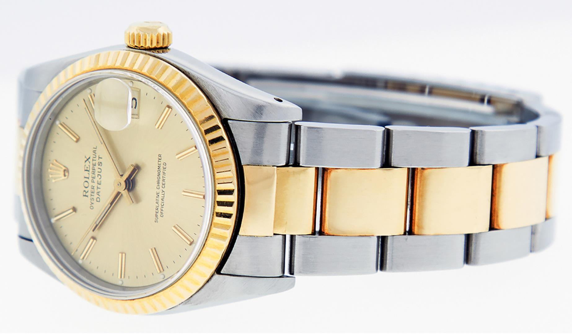 Rolex Ladies Midsize Two Tone Champagne Index Datejust Wristwatch