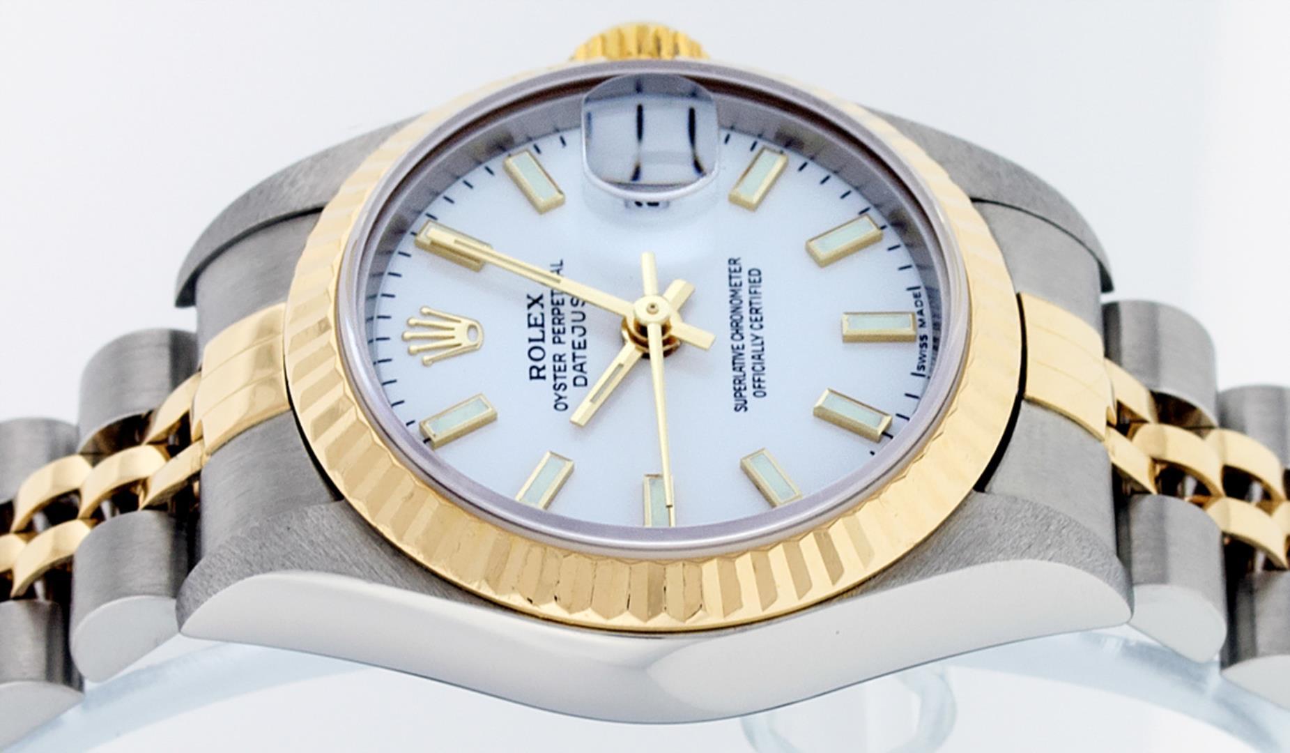 Rolex Ladies Two Tone White Index Datejust Wristwatch