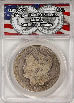 1890-CC $1 Morgan Silver Dollar Coin ANACS Certified Genuine