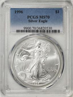 1996 $1 American Silver Eagle Coin PCGS MS70