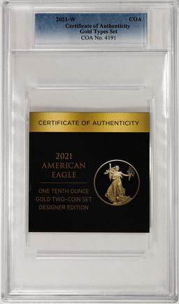 Designer Set of 2021-W Ty. 1/2 $5 Proof American Gold Eagle Coins PCGS PR69/70DCAM FS