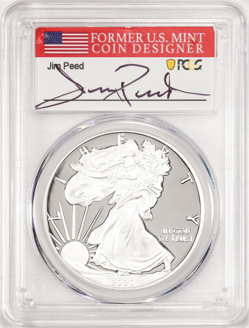 2020-W $1 Proof American Silver Eagle Coin PCGS PR70DCAM FDOI Jim Peed Signed