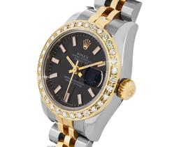 Rolex Ladies Two Tone Diamond Datejust Wristwatch With Rolex Box