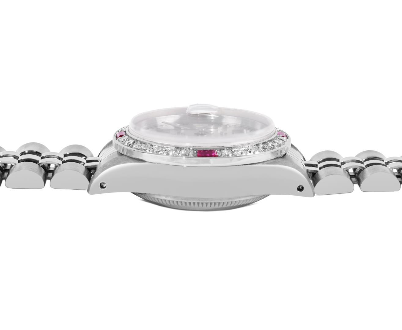 Rolex Ladies Stainless Steel Ruby and Diamond Datejust Wristwatch