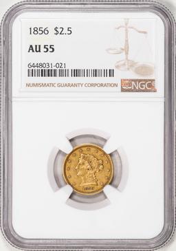 1856 $2 1/2 Liberty Head Quarter Eagle Gold Coin NGC AU55