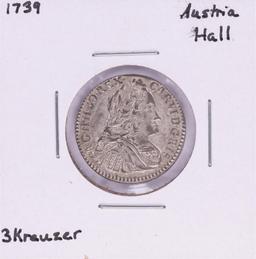 1739 Austria Hall 3 Kreuzer Silver Coin