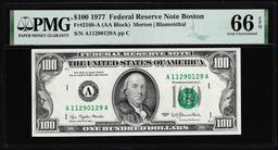 1977 $100 Federal Reserve Note Boston Fr.2168-A PMG Gem Uncirculated 66EPQ