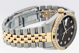 Rolex Mens Two Tone Sapphire and Diamond Datejust Wristwatch