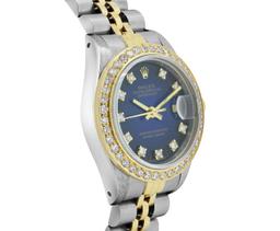 Rolex Ladies Two Tone Blue Vignette Diamond Datejust WristWristwatch