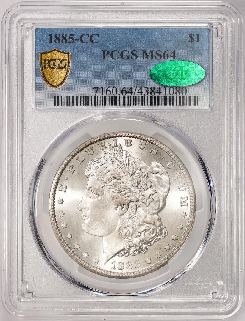 1885-CC $1 Morgan Silver Dollar Coin PCGS MS64 CAC