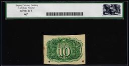 1863 Second Issue Ten Cents Fractional Currency Note Fr.1245 Legacy New 62