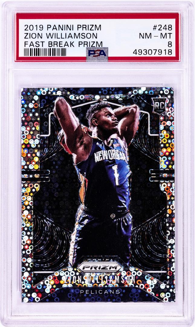 2019 Panini Prizm Fast Break Zion Williamson Rookie NBA Card #248 PSA Near Mint 8