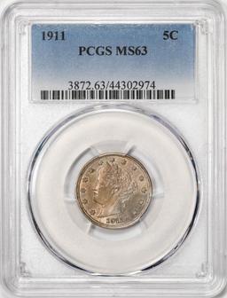 1911 Liberty V Nickel Coin PCGS MS63