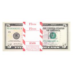 Pack of (100) Consecutive 2017A $5 Federal Reserve Notes Cleveland