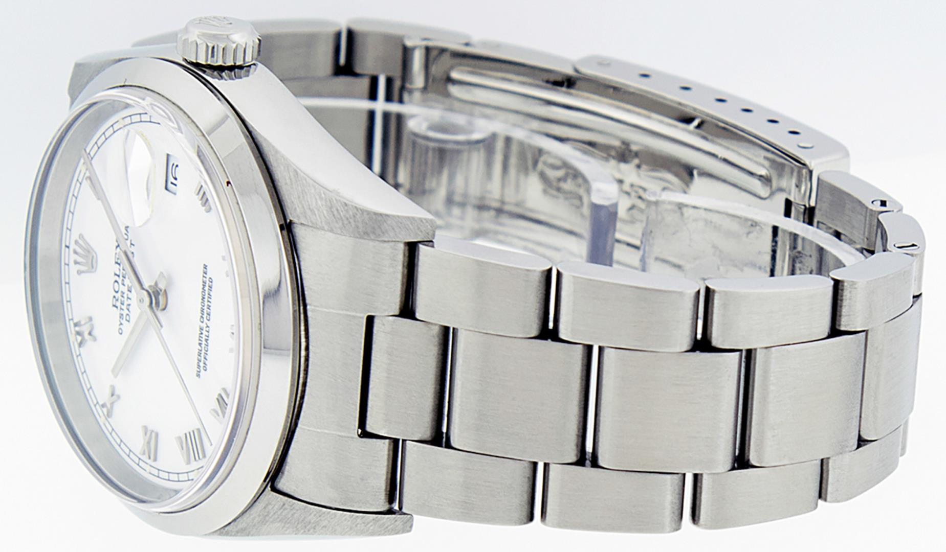 Rolex Men's Stainless Steel White Roman Datejust Wristwatch