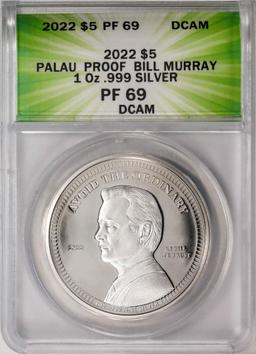 2022 $5 Palau Proof Bill Murray Silver Coin ANACS PF69DCAM