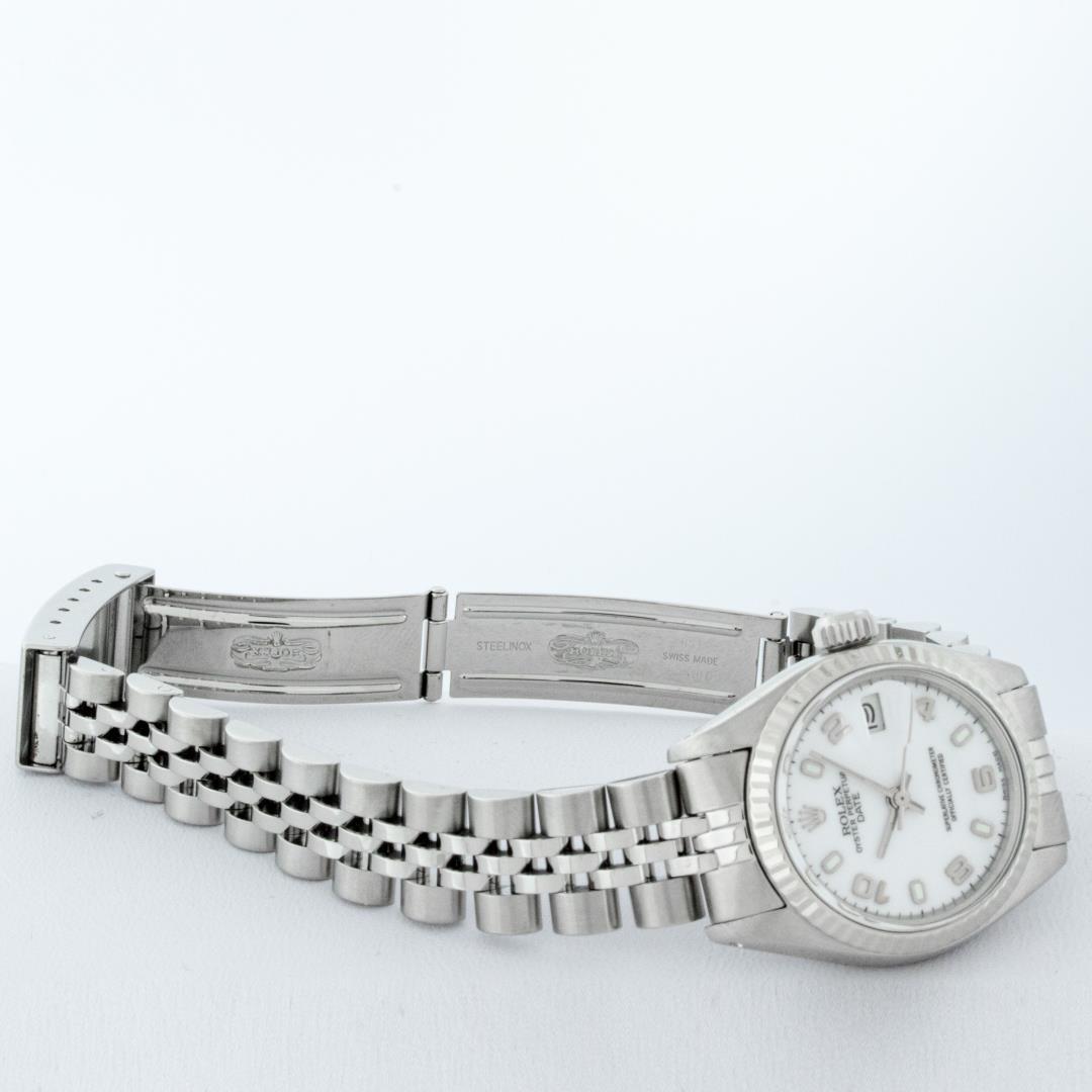 Rolex Ladies Stainless Steel White Dial Datejust Wristwatch