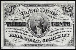 March 3, 1863 Third Issue Three Cents Fractional Currency Note