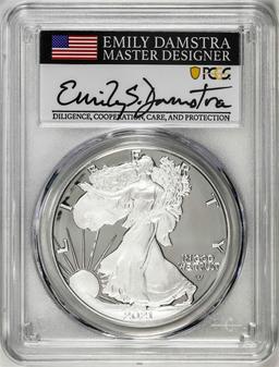 2021-S Type 2 $1 American Silver Eagle Coin PCGS PR70DCAM Emily Damstra Signature FS