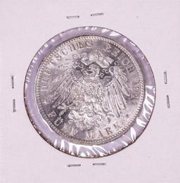 1914 German Saxony 5 Mark Silver Coin