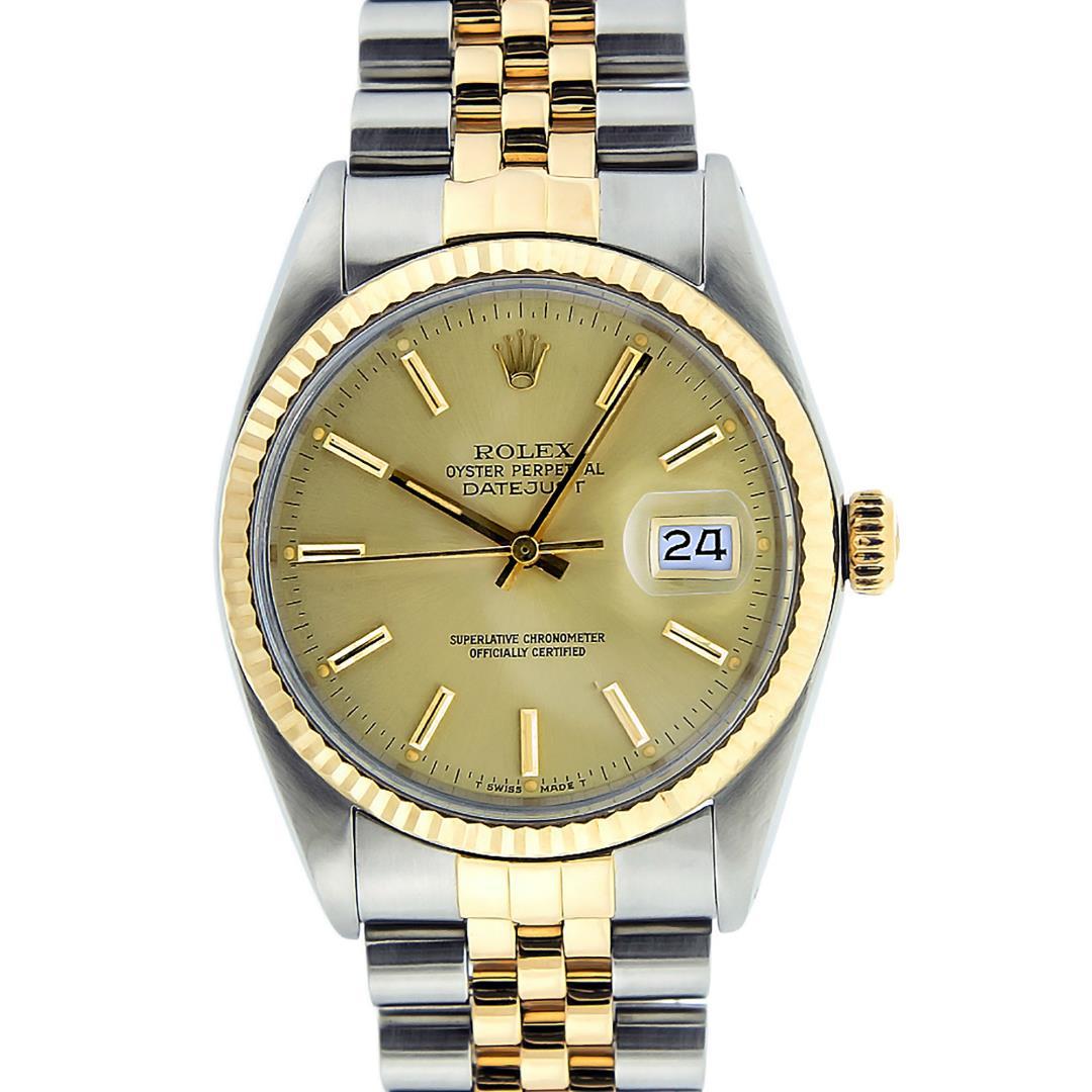 Rolex Men's Two Tone Champagne Index Datejust Wristwatch