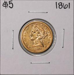 1861 $5 Liberty Head Half Eagle Gold Coin