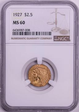 1927 $2 1/2 Indian Head Quarter Eagle Gold Coin NGC MS60
