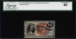 1863 Fourth Issue Fifteen Cents Fractional Note Fr.1271 Legacy Extremely Fine 40