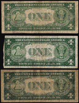 Lot of (3) 1935A $1 Experimental "R" & "S" Silver Certificate Notes