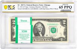 Pack of 2017A $2 Federal Reserve STAR Notes Chicago Fr.1941-G* PCGS Gem UNC 65PPQ