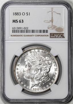 1883-O $1 Morgan Silver Dollar Coin NGC MS63 Amazing Toning on Reverse