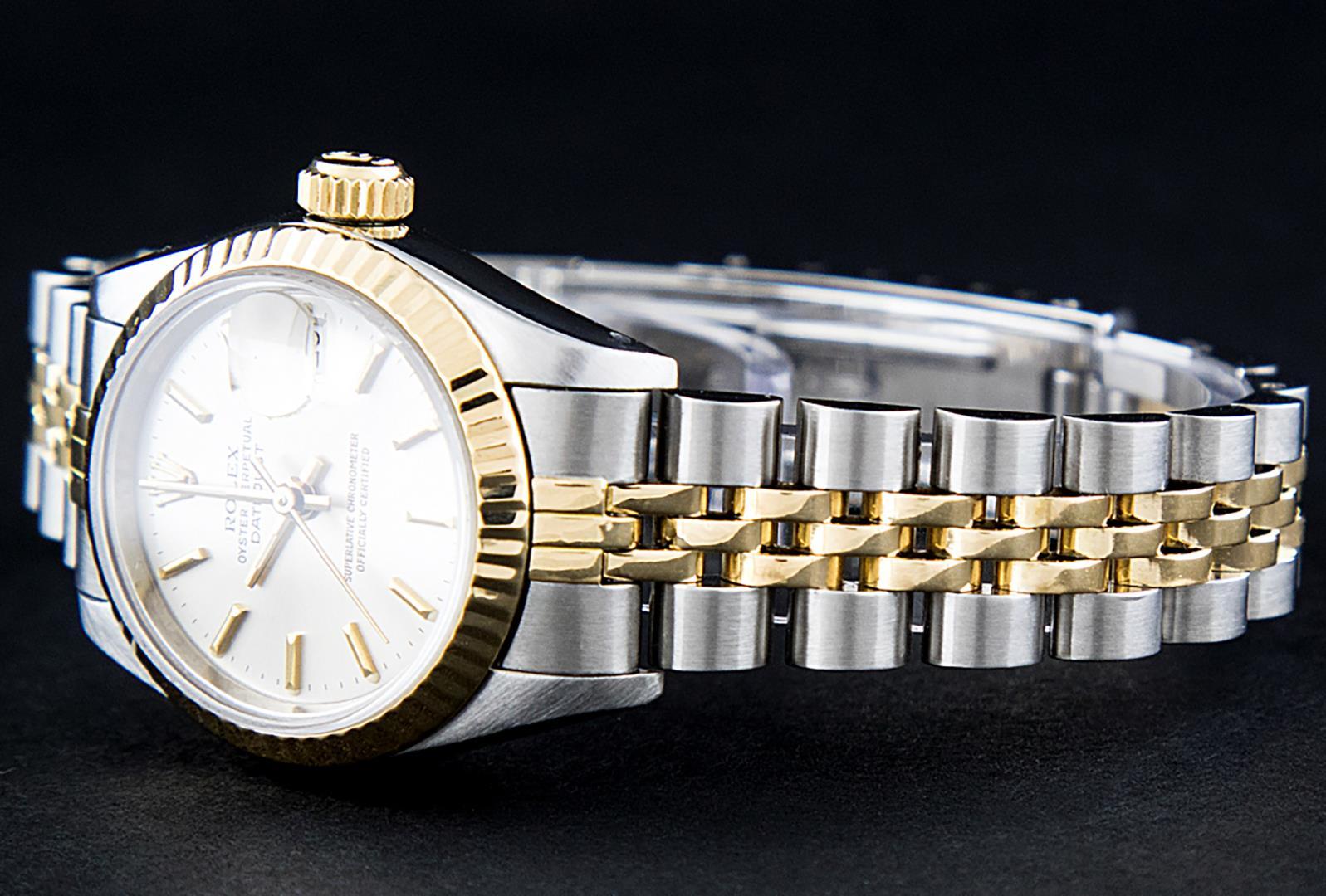 Rolex Ladies Two Tone White Index Datejust Wristwatch