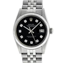 Rolex Mens Stainless Steel Diamond Datejust Wristwatch