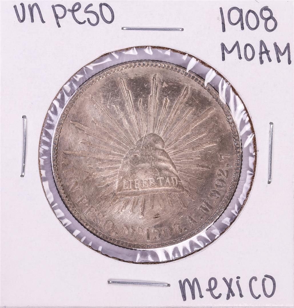 1908 Mo AM Mexico Un Peso Silver Coin