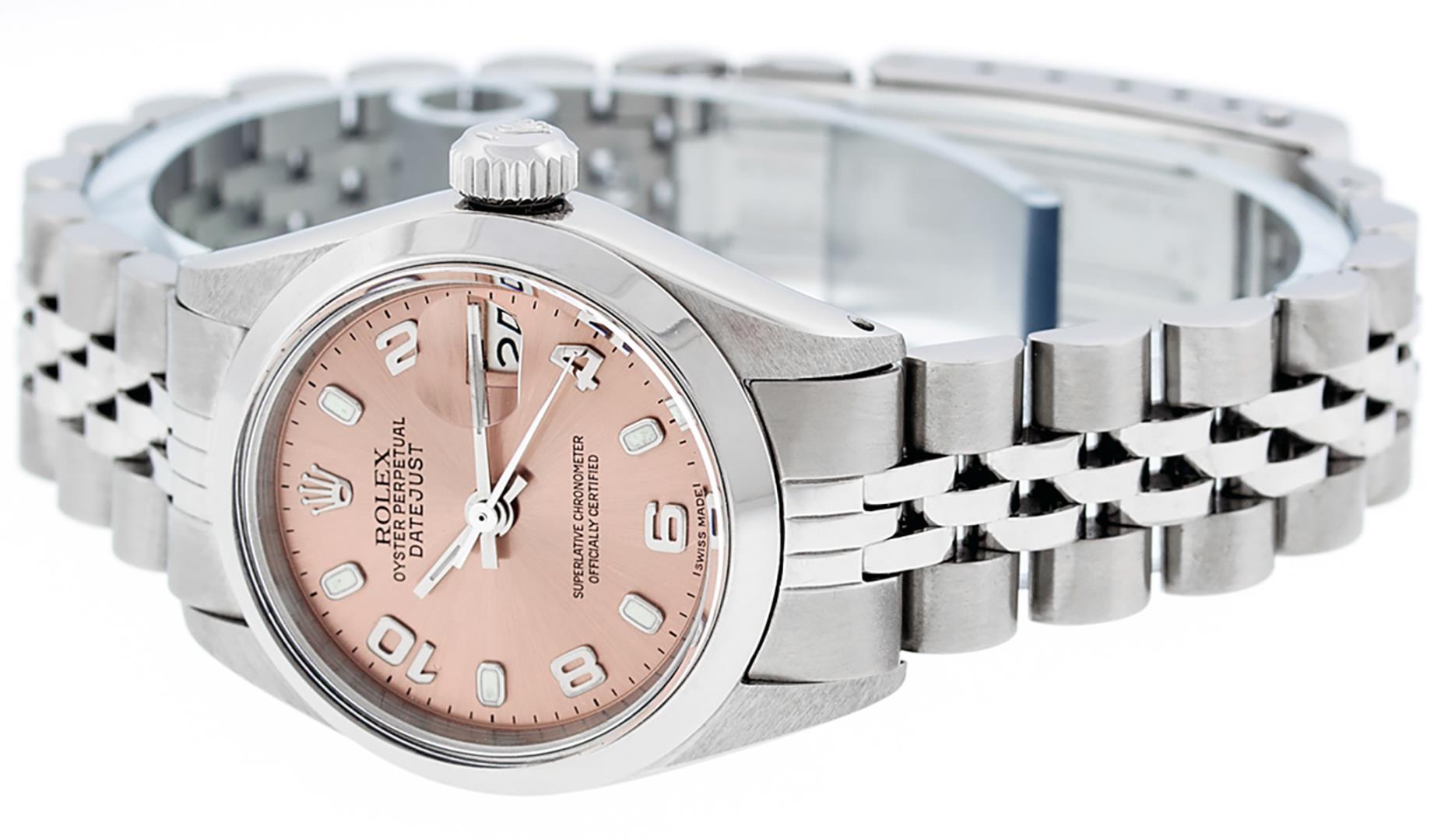 Rolex Ladies Stainless Steel Salmon Datejust Wristwatch