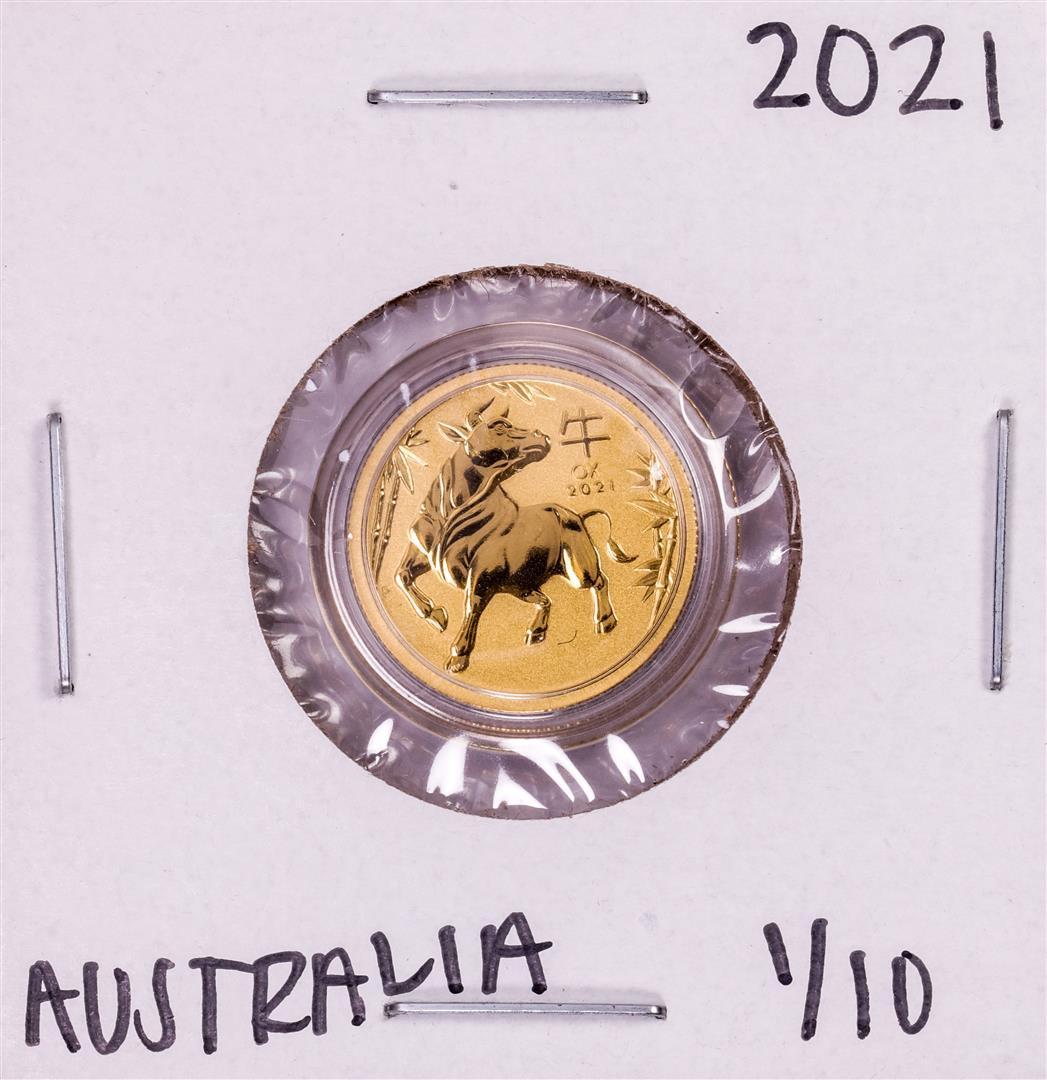 2021 Australia $15 Lunar Year of the Ox 1/10 Oz Gold Coin