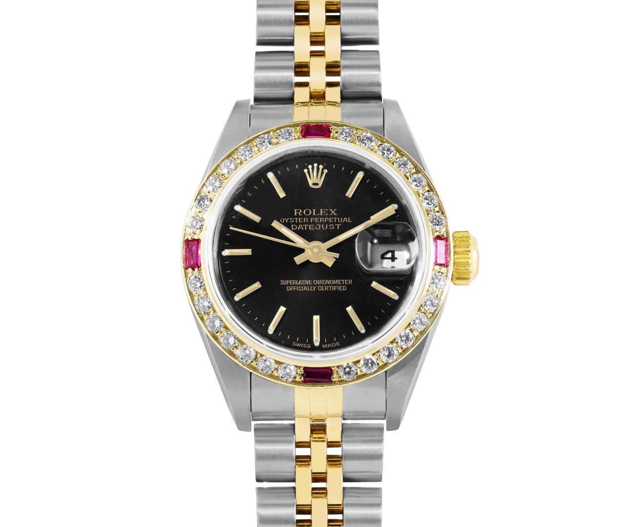 Rolex Ladies Two Tone Ruby and Diamond Datejust Wristwatch