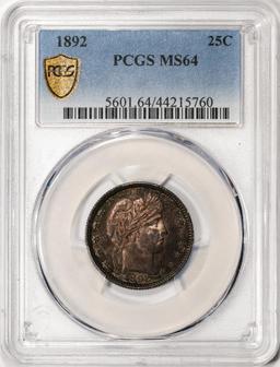 1892 Barber Quarter Coin PCGS MS64