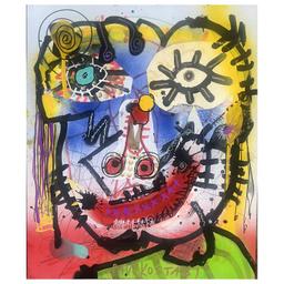 Paul Kostabi "Wilted In Fear of My Kiss," Original Mixed Media on Paper