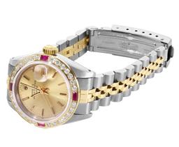 Rolex Ladies Two Tone Champagne Index Ruby and Diamond Date Wristwatch