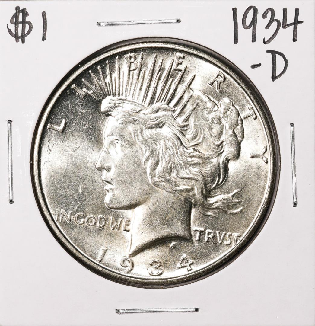 1934-D $1 Peace Silver Dollar Coin